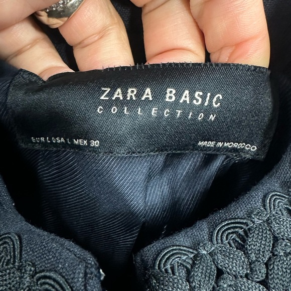 zara navy blue double breasted military jacket size L - Picture 2 of 11